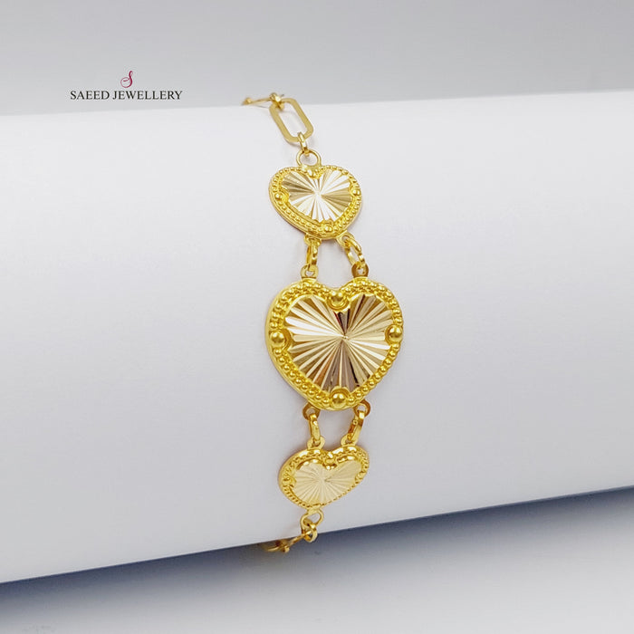 18K Heart Bracelet Made of 18K Yellow Gold by Saeed Jewelry-26980