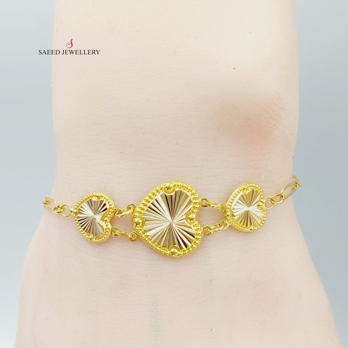 18K Heart Bracelet Made of 18K Yellow Gold by Saeed Jewelry-26980