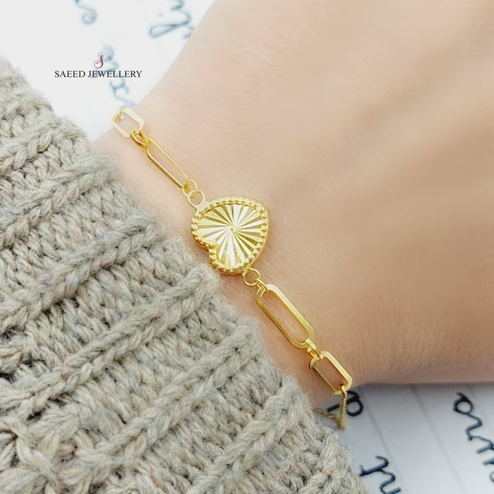 18K Heart Bracelet Made of 18K Yellow Gold by Saeed Jewelry-25813