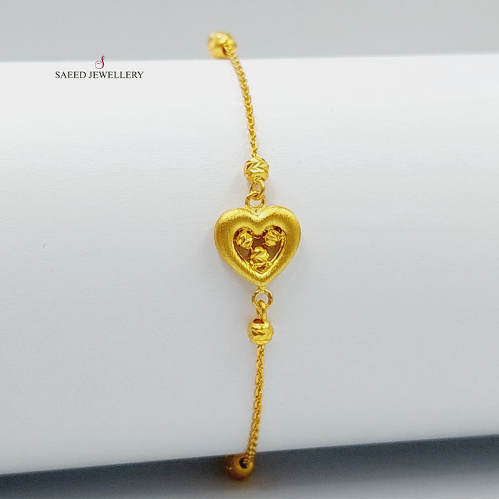 Heart Bracelet Made of 21K Yellow Gold by Saeed Jewelry-heart-bracelet
