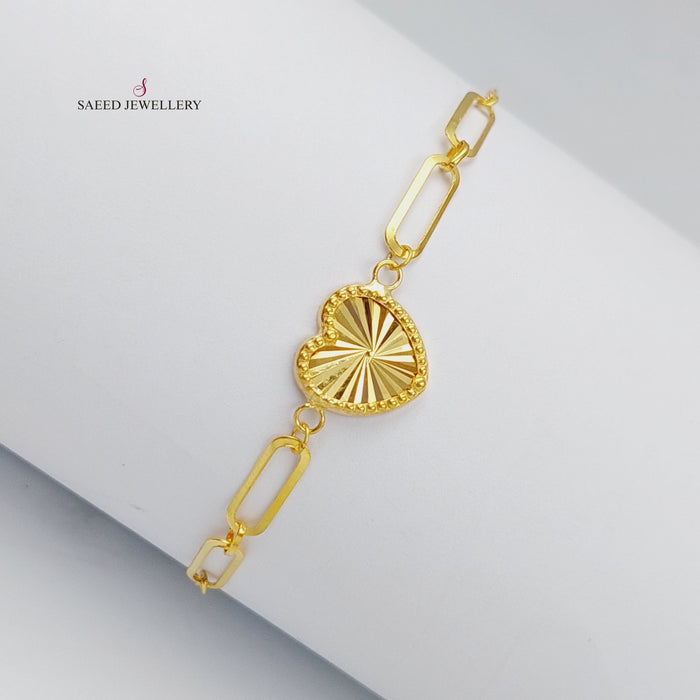 18K Heart Bracelet Made of 18K Yellow Gold by Saeed Jewelry-25813