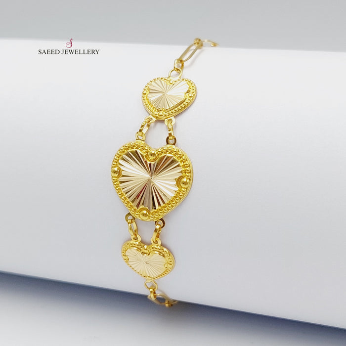 18K Heart Bracelet Made of 18K Yellow Gold by Saeed Jewelry-26980