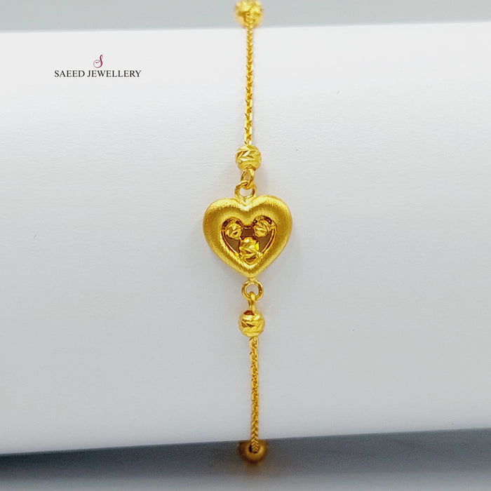 Heart Bracelet Made of 21K Yellow Gold by Saeed Jewelry-heart-bracelet
