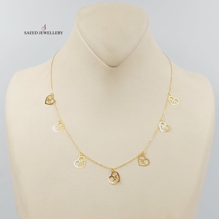 18K عقد دنانديش قلب-مجوهرات الشيخ سعيد-Saeed Jewelry