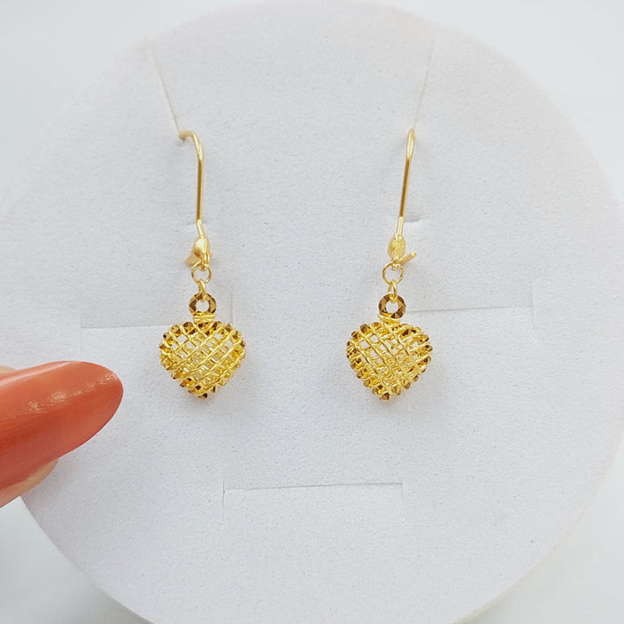 21K Heart Earrings Made of 21K Yellow Gold by Saeed Jewelry-26047