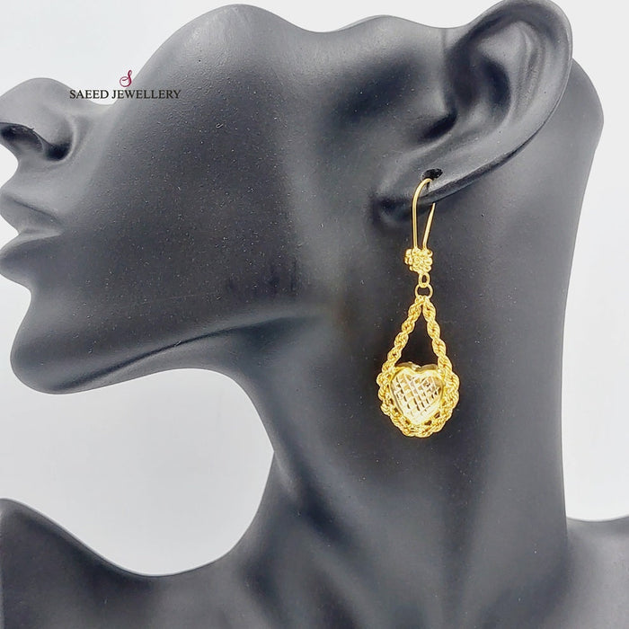 Heart Earrings Made Of 21K Yellow Gold by Saeed Jewelry-27942