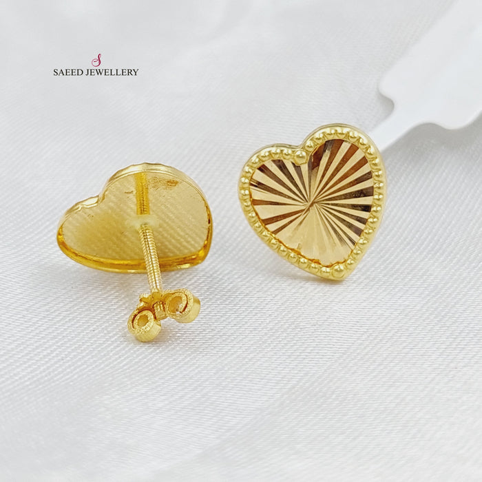 18K Heart Earrings Made of 18K Yellow Gold by Saeed Jewelry-26078