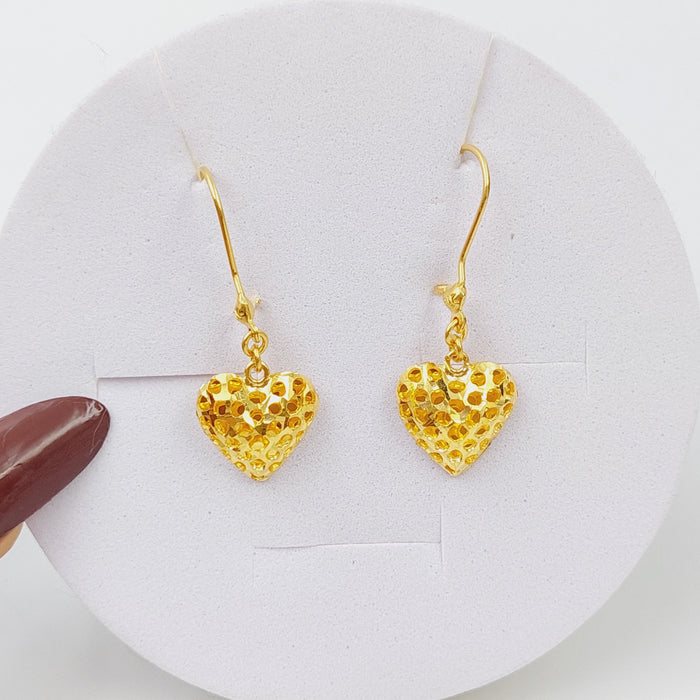 21K Heart Earrings Made of 21K Yellow Gold by Saeed Jewelry-26041