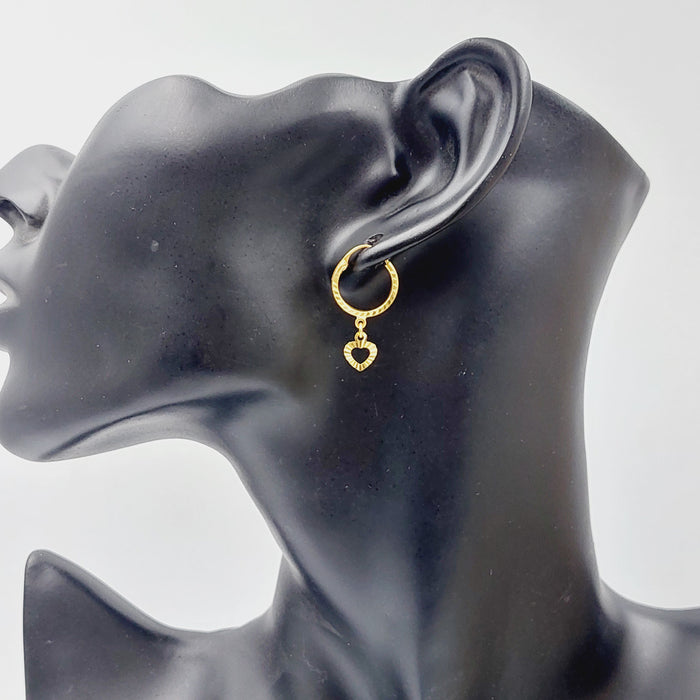 21K Heart Earrings Made of 21K Yellow Gold by Saeed Jewelry-25456