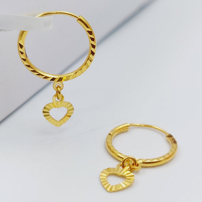 21K Heart Earrings Made of 21K Yellow Gold by Saeed Jewelry-26901
