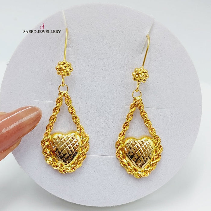 Heart Earrings Made Of 21K Yellow Gold by Saeed Jewelry-27942