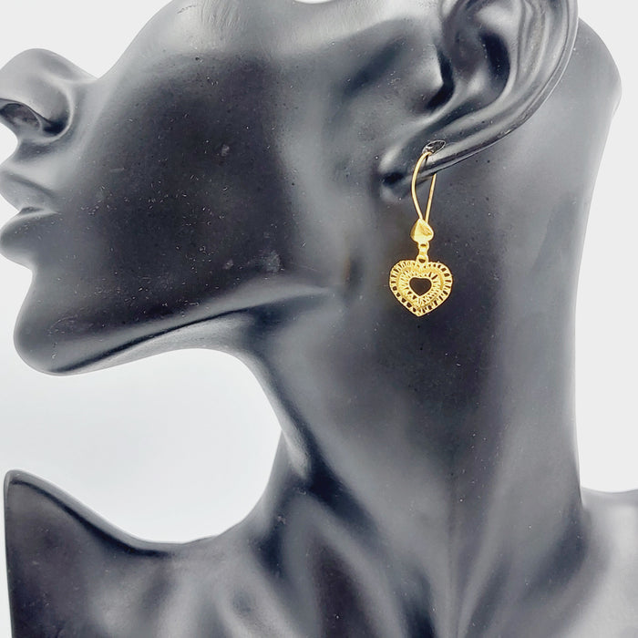 21K Heart Earrings Made of 21K Yellow Gold by Saeed Jewelry-26480
