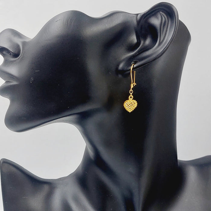 21K Heart Earrings Made of 21K Yellow Gold by Saeed Jewelry-25694