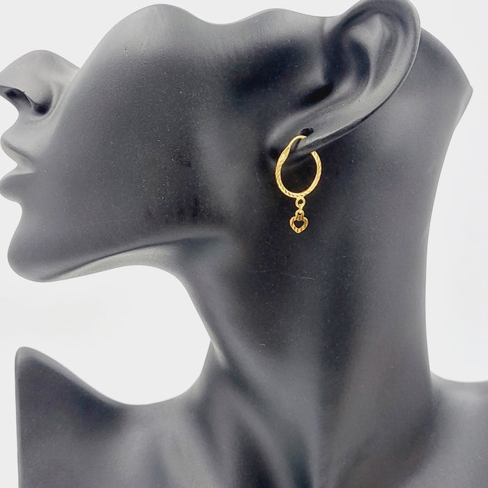 21K Heart Earrings Made of 21K Yellow Gold by Saeed Jewelry-26901