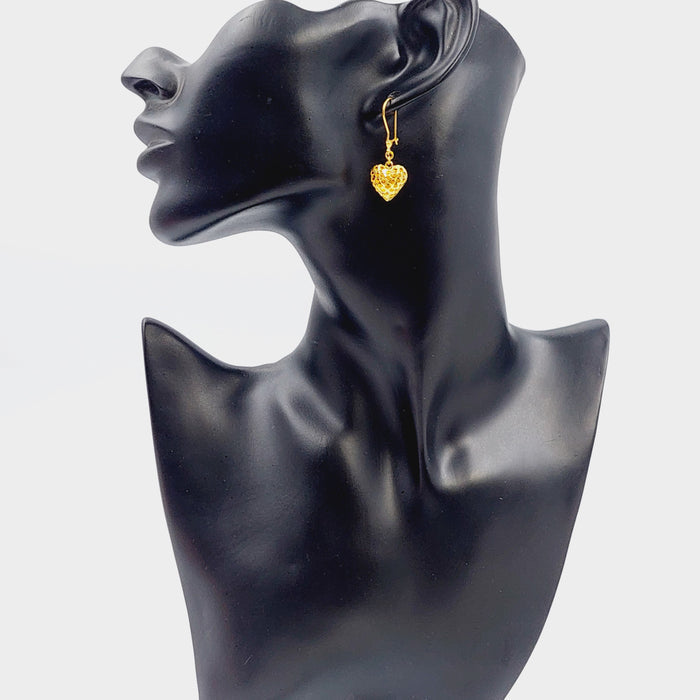21K Heart Earrings Made of 21K Yellow Gold by Saeed Jewelry-26041