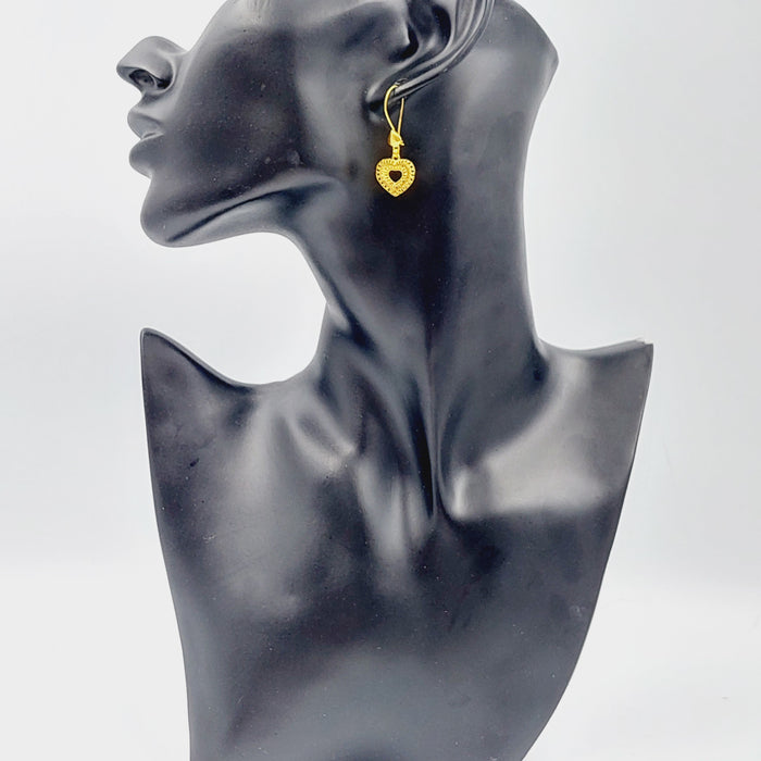 21K Heart Earrings Made of 21K Yellow Gold by Saeed Jewelry-26481