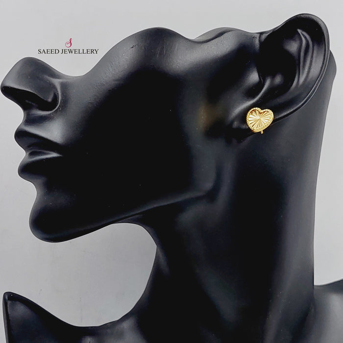 18K Heart Earrings Made of 18K Yellow Gold by Saeed Jewelry-26077