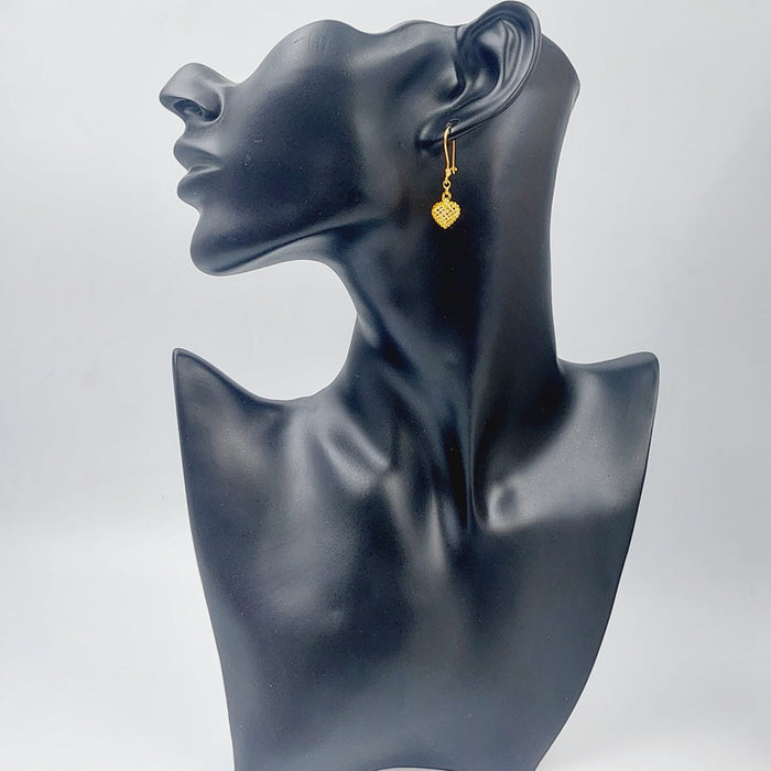 21K Heart Earrings Made of 21K Yellow Gold by Saeed Jewelry-25694