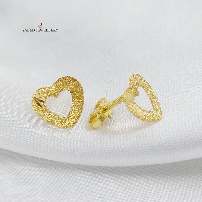 18K Heart Earrings Made of 18K Yellow Gold by Saeed Jewelry-25764