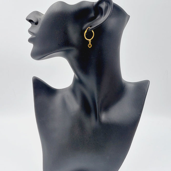 21K Heart Earrings Made of 21K Yellow Gold by Saeed Jewelry-26901