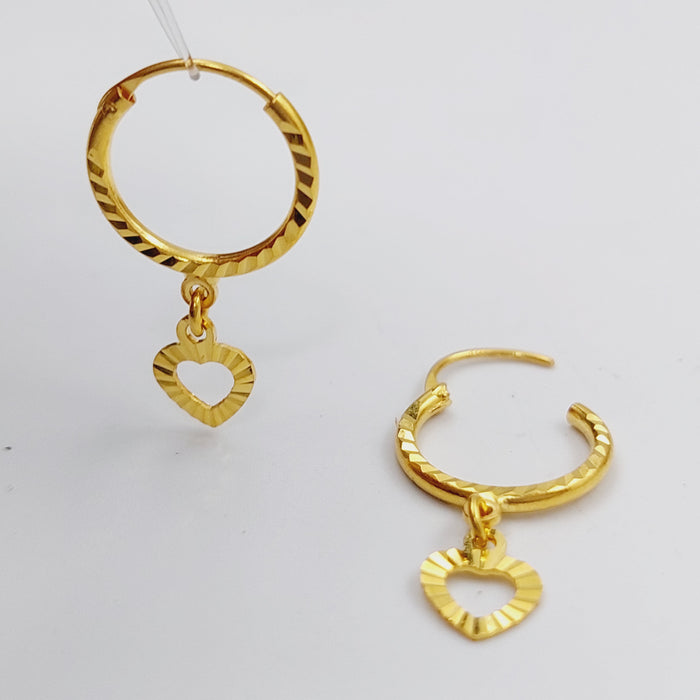 21K Heart Earrings Made of 21K Yellow Gold by Saeed Jewelry-25460
