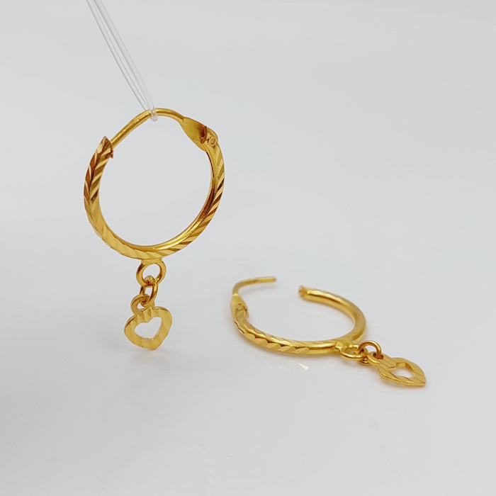 21K Heart Earrings Made of 21K Yellow Gold by Saeed Jewelry-26907