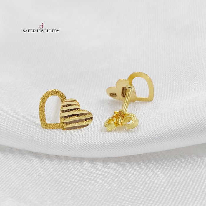 18K Heart Earrings Made of 18K Yellow Gold by Saeed Jewelry-25760