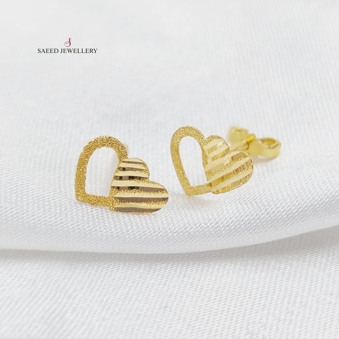 18K Heart Earrings Made of 18K Yellow Gold by Saeed Jewelry-25760