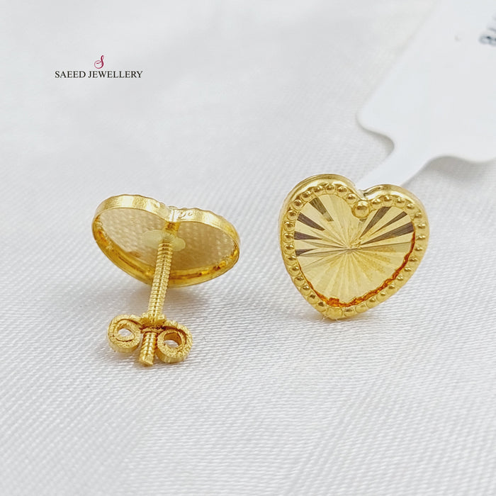 18K Heart Earrings Made of 18K Yellow Gold by Saeed Jewelry-26077