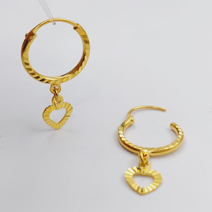 21K Heart Earrings Made of 21K Yellow Gold by Saeed Jewelry-25456