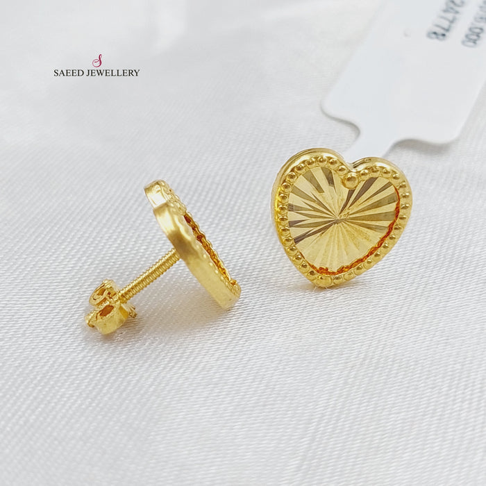 18K Heart Earrings Made of 18K Yellow Gold by Saeed Jewelry-26078