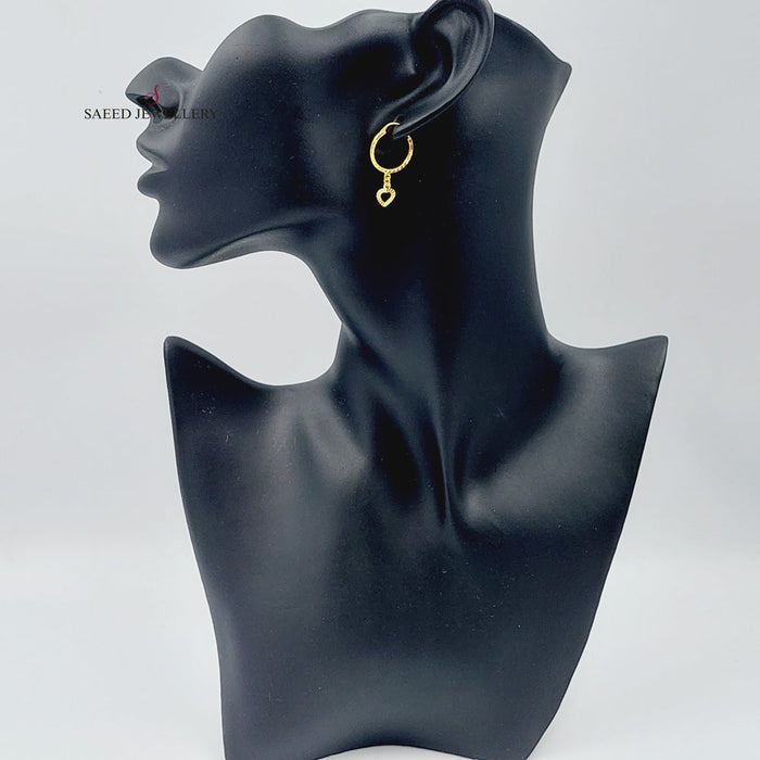 21K Heart Earrings Made of 21K Yellow Gold by Saeed Jewelry-25580