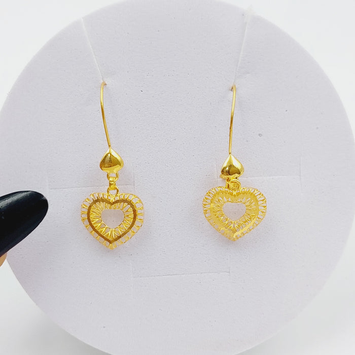21K Heart Earrings Made of 21K Yellow Gold by Saeed Jewelry-26481