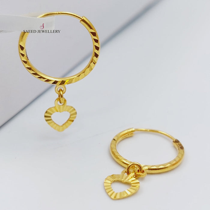 21K Heart Earrings Made of 21K Yellow Gold by Saeed Jewelry-25580