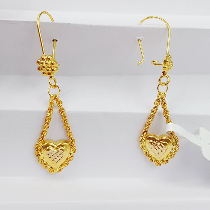 Heart Rope Earrings  Made Of 21K Yellow Gold by Saeed Jewelry-28721