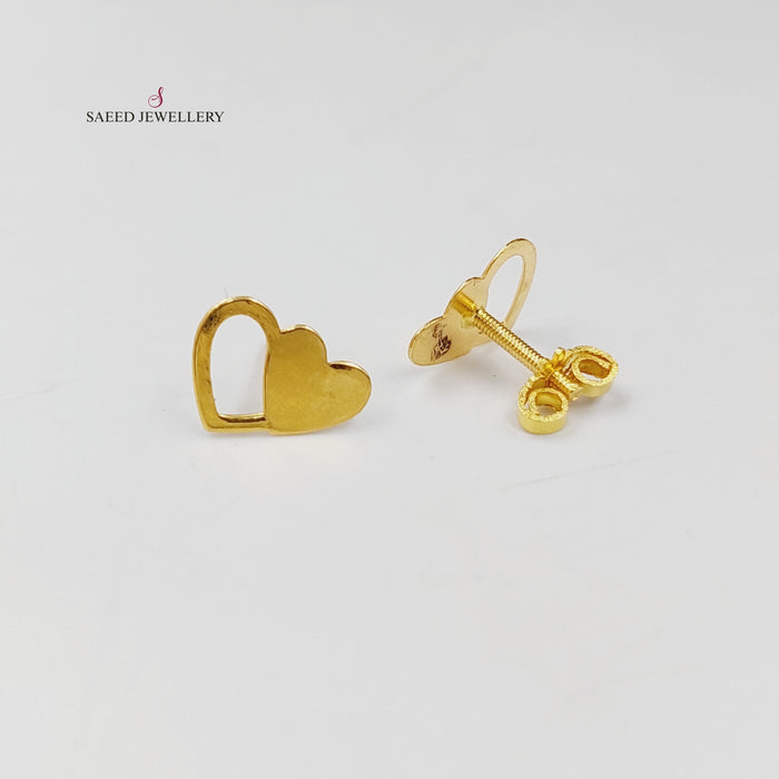 Heart Screw Earrings  Made Of 18K Yellow Gold by Saeed Jewelry-30548
