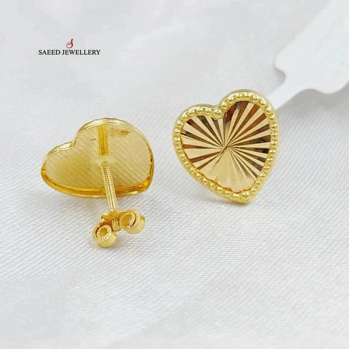 Heart Screw Earrings  Made Of 18K Yellow Gold by Saeed Jewelry-28839