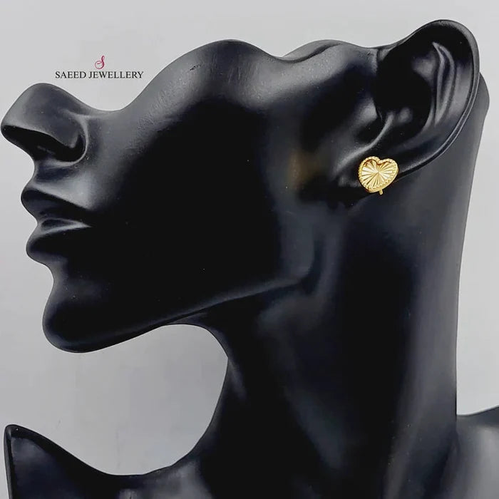 Heart Screw Earrings  Made Of 18K Yellow Gold by Saeed Jewelry-28840