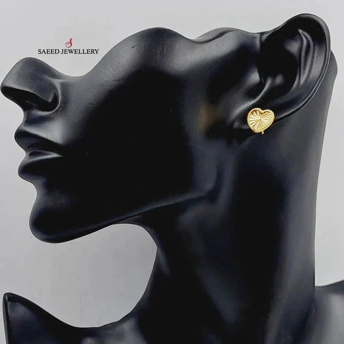 Heart Screw Earrings  Made Of 18K Yellow Gold by Saeed Jewelry-28839