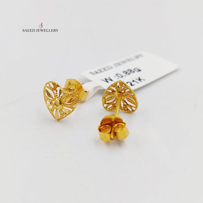21K حلق برغي قلب-مجوهرات الشيخ سعيد-Saeed Jewelry