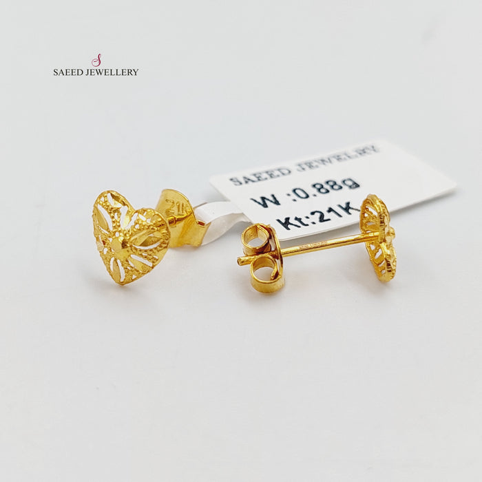 21K حلق برغي قلب-مجوهرات الشيخ سعيد-Saeed Jewelry