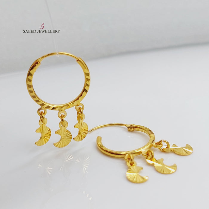 Rounded Earrings Made Of 21K Yellow Gold by Saeed Jewelry-27417