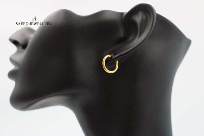 21K Rounded Earrings Made of 21K Yellow Gold by Saeed Jewelry-حلق-ذبلة-1