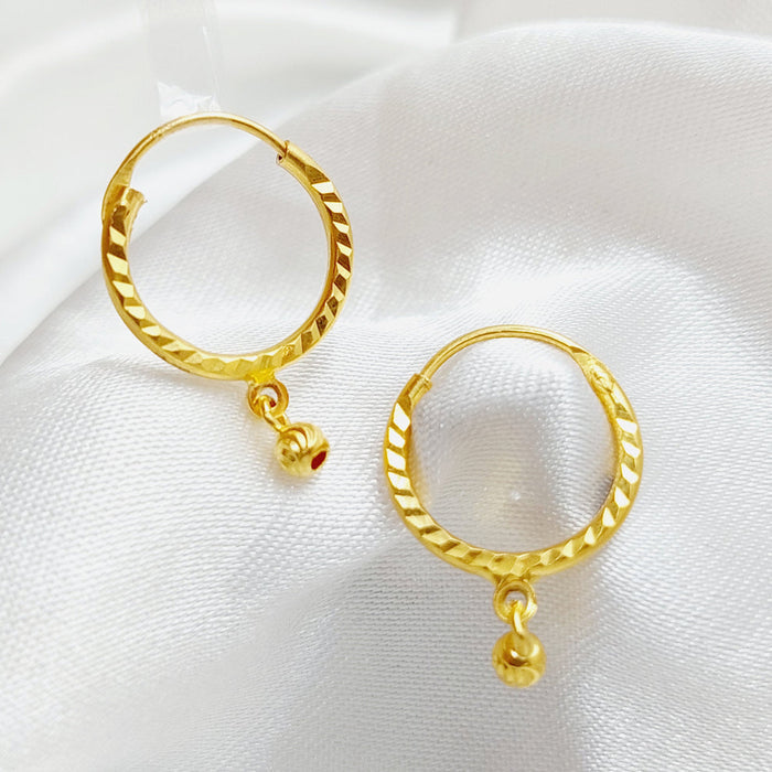21K Rounded Earrings Made of 21K Yellow Gold by Saeed Jewelry-25697