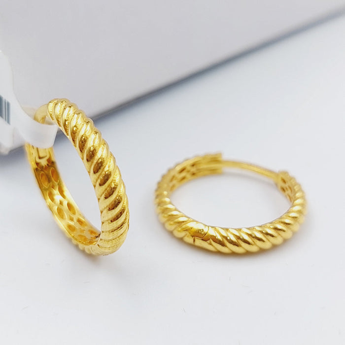 21K Rounded Earrings Made of 21K Yellow Gold by Saeed Jewelry-25598