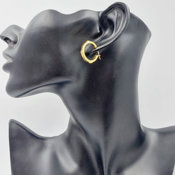 21K Rounded Earrings Made of 21K Yellow Gold by Saeed Jewelry-25311