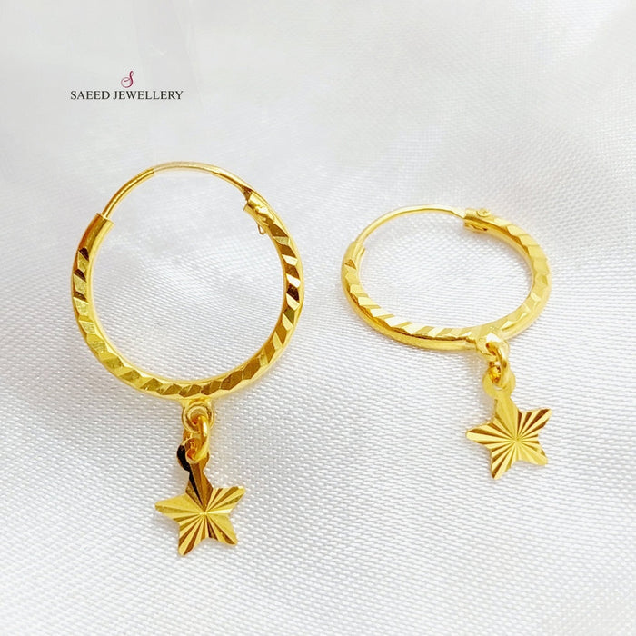 Rounded Earrings Made Of 21K Yellow Gold by Saeed Jewelry-27419