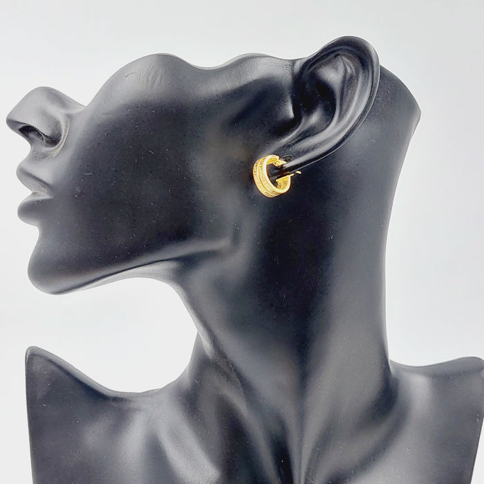 21K Rounded Earrings Made of 21K Yellow Gold by Saeed Jewelry-25310