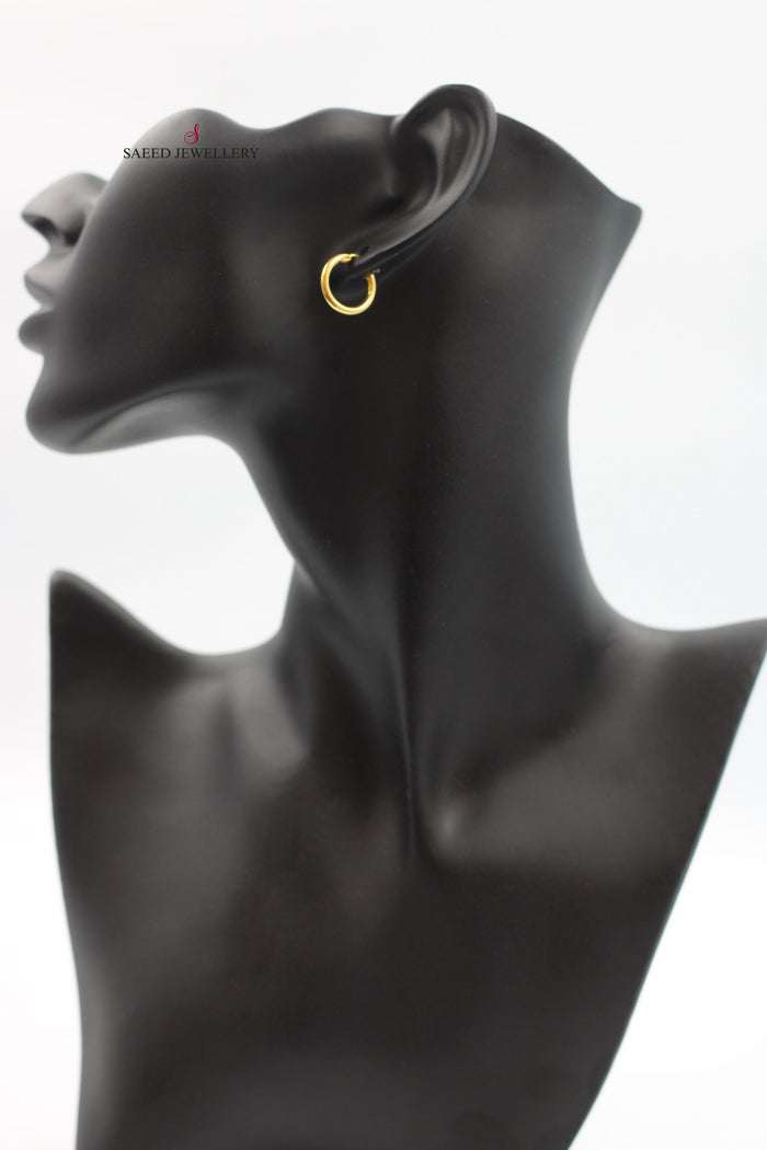 21K Rounded Earrings Made of 21K Yellow Gold by Saeed Jewelry-حلق-ذبلة-1