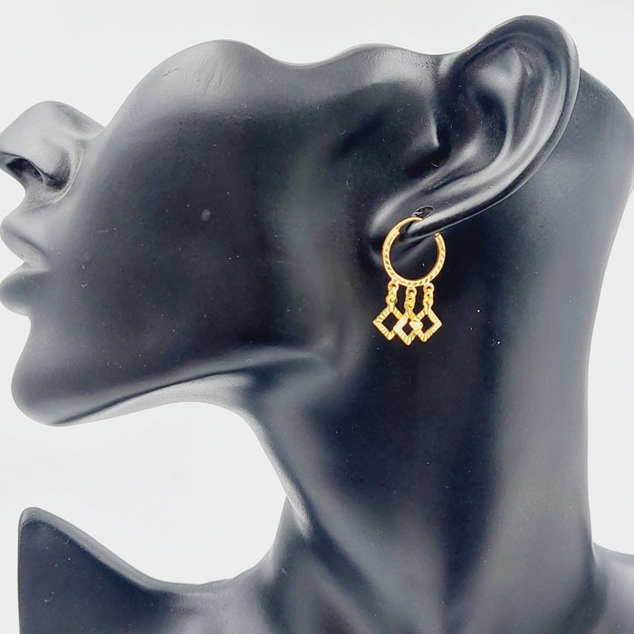 21K Rounded Earrings Made of 21K Yellow Gold by Saeed Jewelry-25576